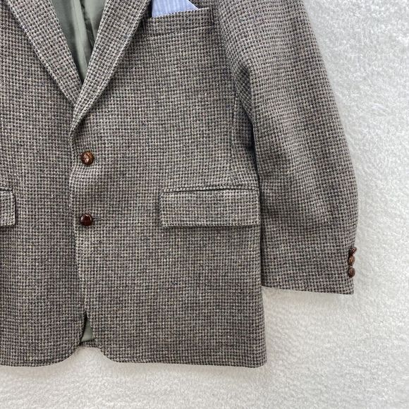 VTG Levi Strauss Tailored Classic Wool Tweed Sport Coat 2 Leather Button Men 44R - Picture 9 of 16
